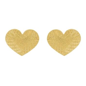 Brinco ourinho coracao cheio medio banhado a ouro 18k