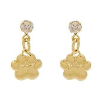 BRINCO OURINHO PATA COM UM PONTO DE LUZ BANHADO A OURO 18K
