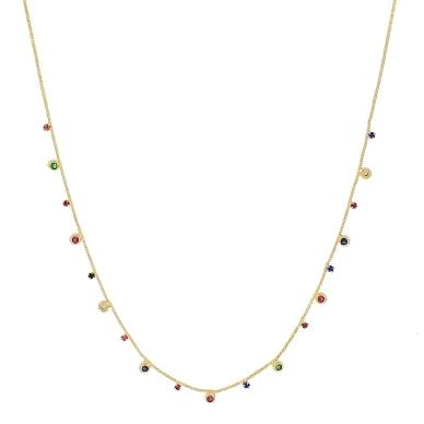 Chocker com zirconias coloridas banhada a ouro 18k