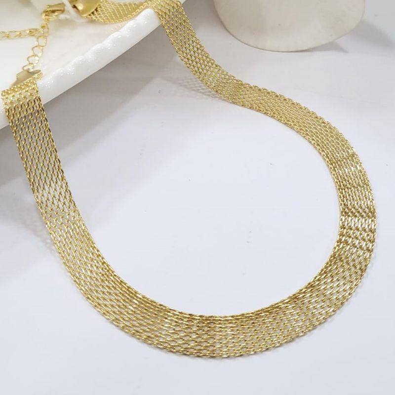 Chocker malha 9mm banhado a ouro 18K