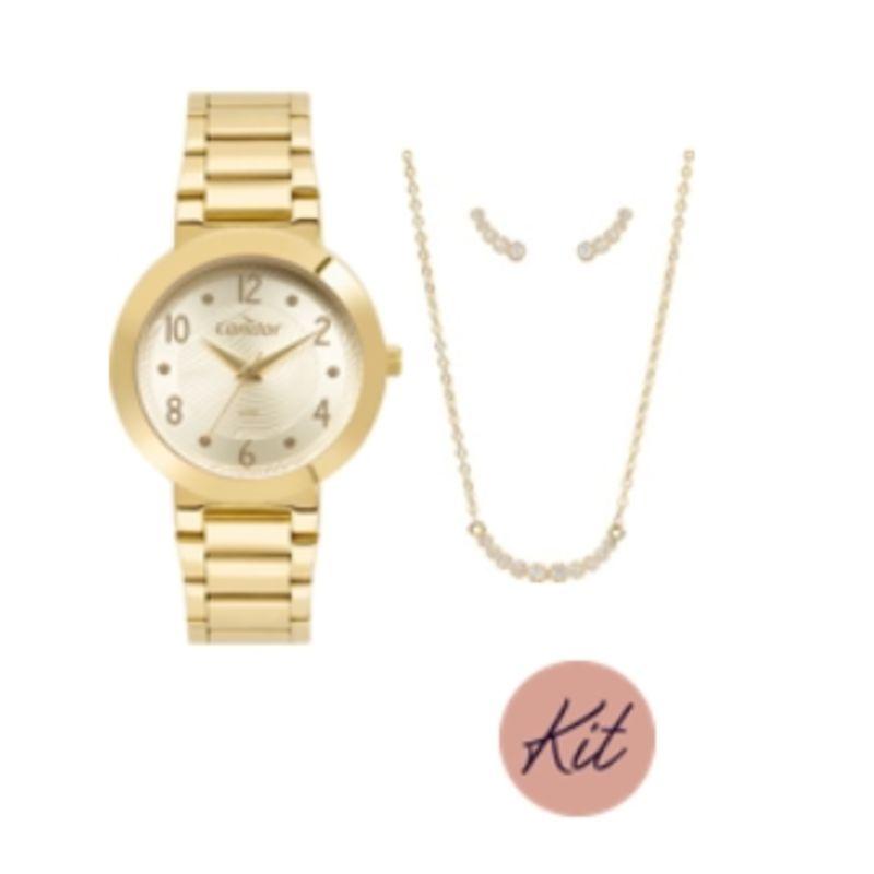 CO2035NAF/K4D Relogio analogico condor kit redondo caixa grande feminino dourado