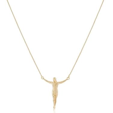 GARGANTILHA COM PINGENTE CRISTO BANHADO A OURO 18K TAM45CM