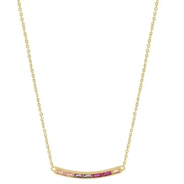 GARGANTILHA COM PINGENTE PEDRA NAVETE COLORIDA BANHADA A OURO 18K