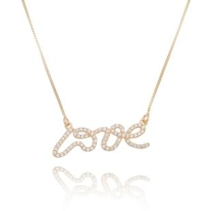 GARGANTILHA LOVE CRAVEJADO BANHADO A OURO 18K