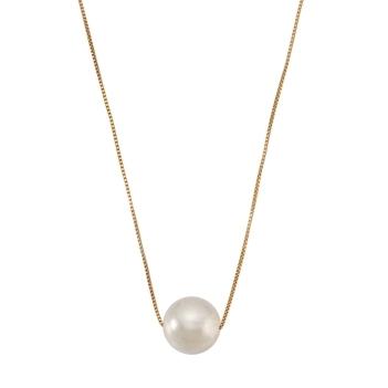 GARGANTILHA PINGENTE PEROLA GRANDE BANHADO A OURO 18K TAM55CM