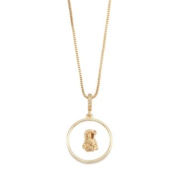 GARGANTILHA PINGENTE REDONDO TRANSPARENTE IMAGEM SÃO BENTO BANHADO A OURO 18K TAM45CM