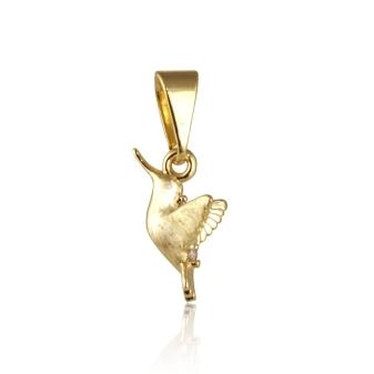 PINGENTE BEIJA FLOR COM ZIRCÔNIA BANHADO A OURO 18K