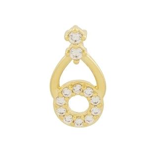 PINGENTE COM 2 PONTOS DE LUZ 1 ELO LISO E OUTRO CRAVEJADO BANHADO A OURO 18K