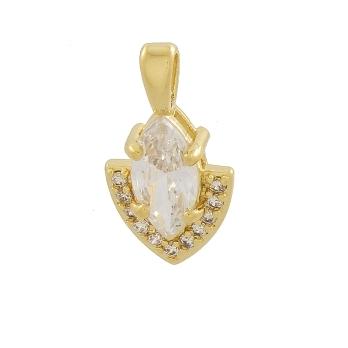 PINGENTE COM PEDRA NAVETE CRISTAL COM ZIRCONIAS BANHADO A OURO 18K