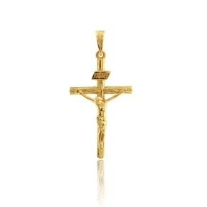 PINGENTE CRUCIFIXO COM CRISTO BANHADO A OURO 18K