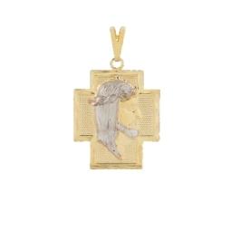 PINGENTE CRUZ FACE DE CRISTO BANHADO A OURO 18K