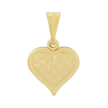 PINGENTE DIAMANTADO CORACAO DUPLO PEQUENO BANHADO A OURO 18K