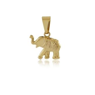 PINGENTE ELEFANTE PEQUENO FOSCO BANHADO A OURO 18K