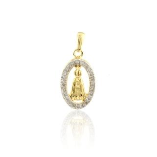PINGENTE NOSSA SENHORA APARECIDA ARO CRAVEJADO BANHADO A OURO 18K