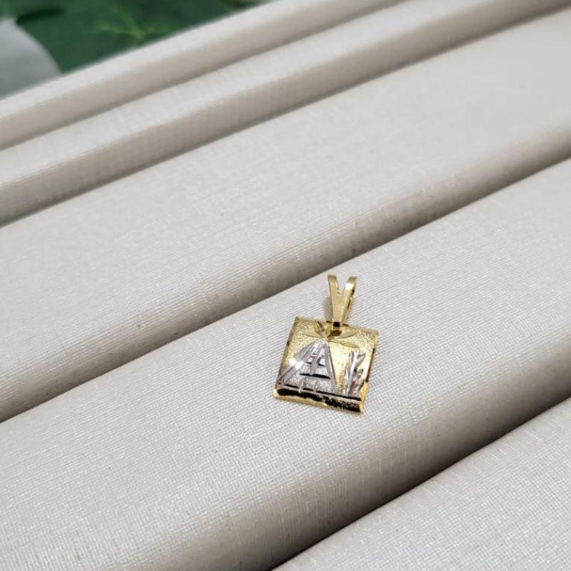 Pingente ourinho escrava quadrado duas cores branco e dourado banhado a ouro 18k