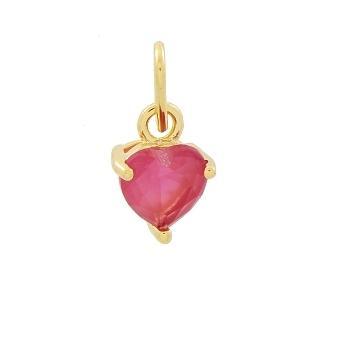 PINGENTE PEDRA CORACAO HG COR QUARTZO LEITOSO BANHADO A OURO 18K