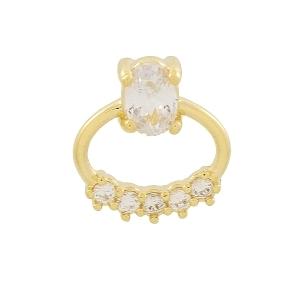 PINGENTE PEDRA OVAL COM 5 PEDRINHAS REDONDAS BANHADA A OURO 18K 