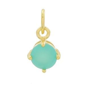 PINGENTE PEDRA PEQUENA REDONDA HG COR AZUL TIFFANY  BANHADO A OURO 18K