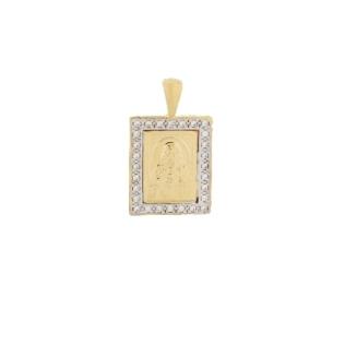 PINGENTE SAGRADO CORAÇÃO DE JESUS CRAVEJADO BANHADO A OURO 18K