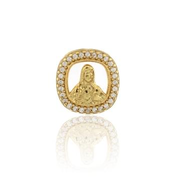 PINGENTE SAGRADO CORAÇÃO DE JESUS CRAVEJADO BANHADO A OURO 18K