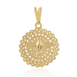 PINGENTE TRABALHADO COM ESPIRITO SANTO BANHADO A OURO 18K
