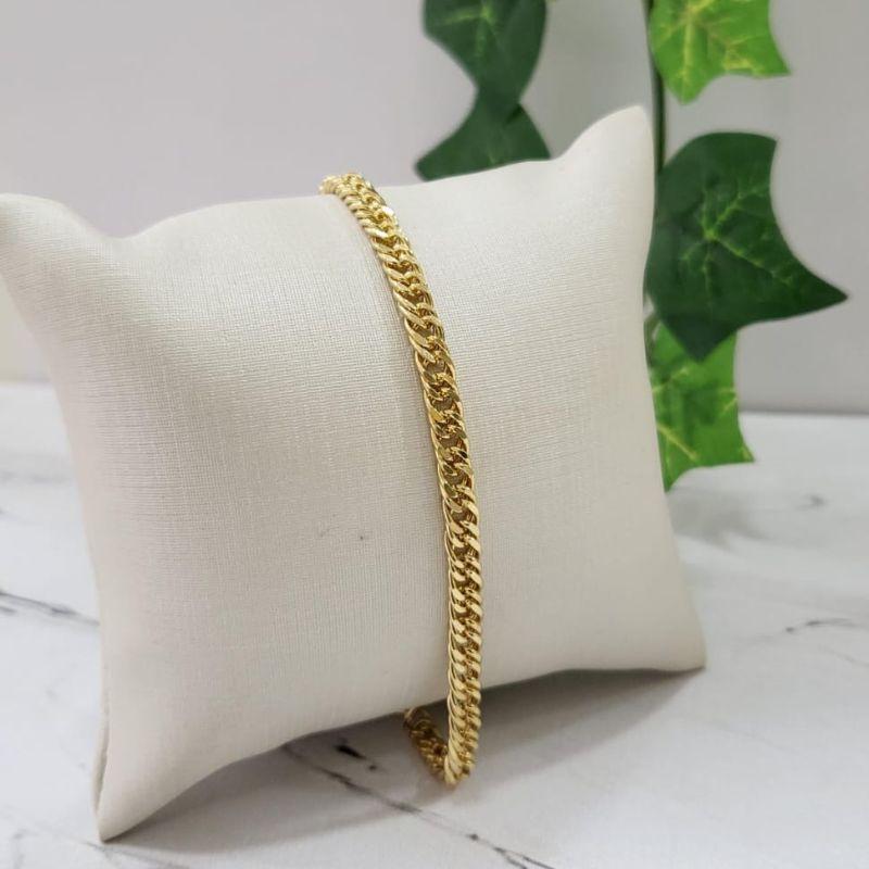 Pulseira elo grumet dupla importada 4.0mm banhado a ouro 18k TAM18CM