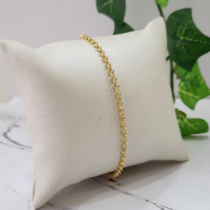 Pulseira elo portugues 2,5mm sem extensor banhada a ouro 18k