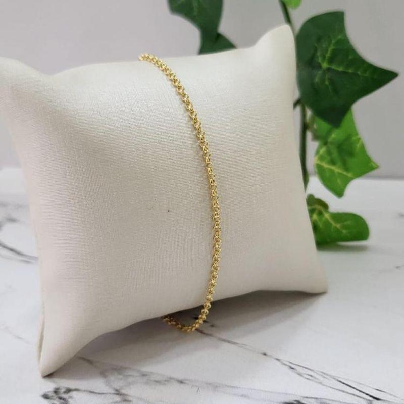 Pulseira elo portugues fininha 1,8mm sem extensor banhada a ouro 18k TAM18CM