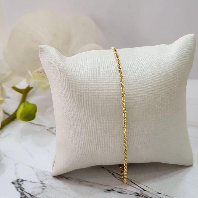Pulseira elo portugues infantil fininha 1,8mm sem extensor banhada a ouro 18k TAM15CM