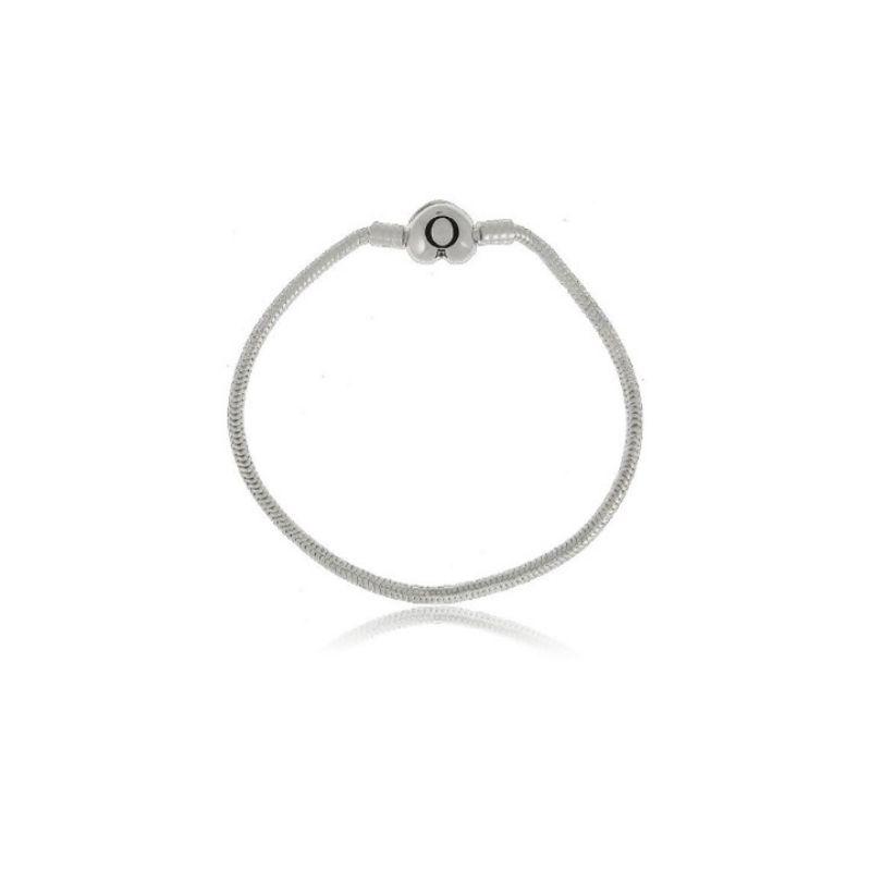 Pulseira pandora com fecho liso coracao prata 925