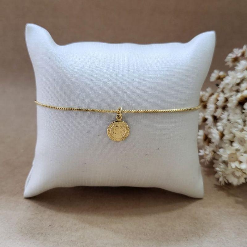 PULSEIRA VENEZIANA  COM PINGENTE SANTO EXPEDITO BANHADO A OURO 18K