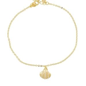 TORNOZELEIRA CONCHA CRAVEJADA BANHADA A OURO 18K