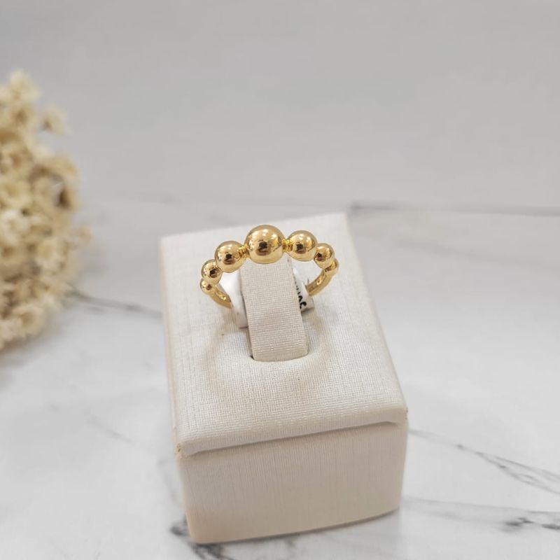 Anel com seis bolinhas banhado a ouro 18k