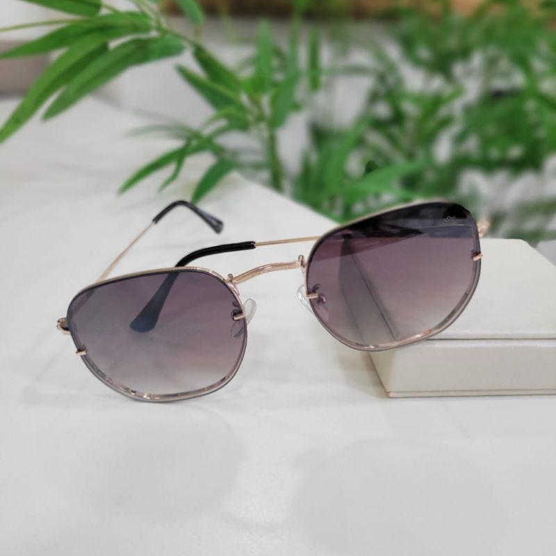 Oculos oval marrom armacao na prata