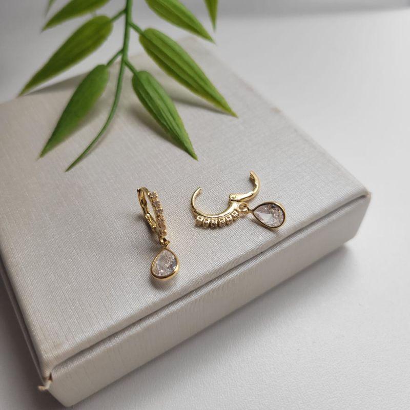 ARGOLA CRAVEJADA GOTA ZIRCONIA G