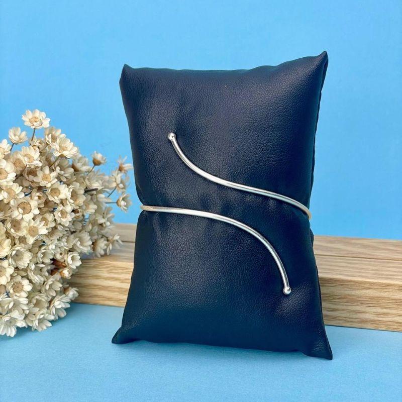 BRACELETE DE PRATA 925 REDONDO BOLINHA NAS PONTAS  FIO REDONDO PONTAS TORTAS