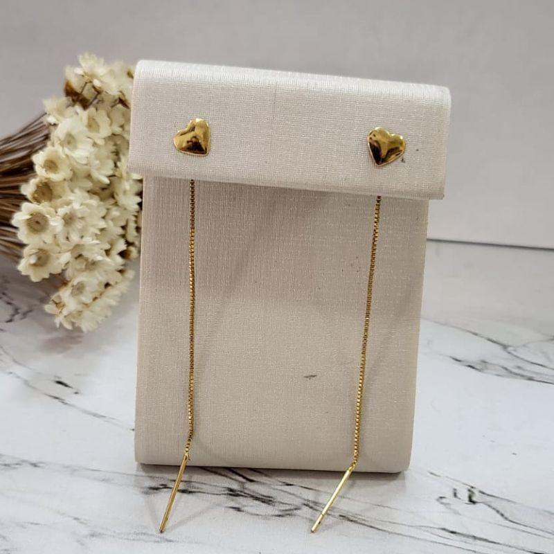 BRINCO CORRENTE COM CORAÇÃO BANHADO A OURO 18K