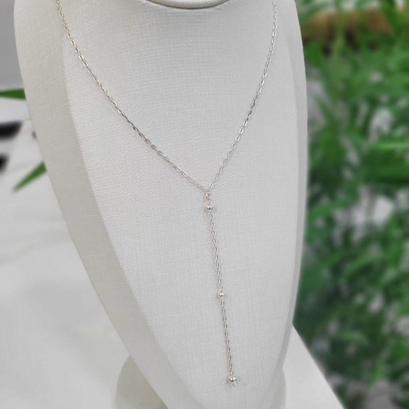 CHOCKER GRAVATINHA DE PRATA 925 ELO CARTIER COM TRÊS BOLINHAS TAM32CM