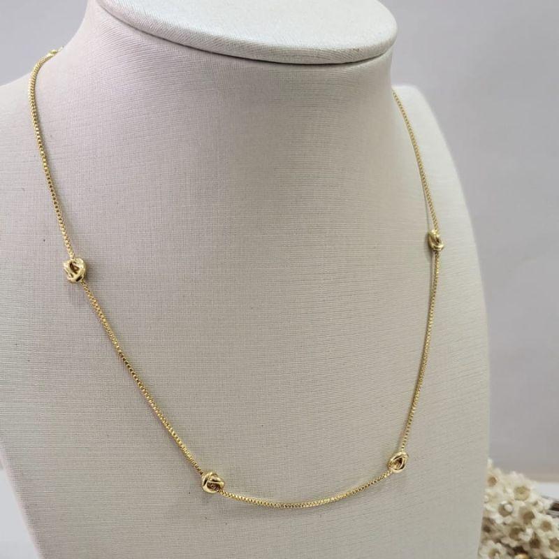 CHOCKER VENEZIANA COM VARIOS NÓS BANHADO A OURO 18K TAM35CM