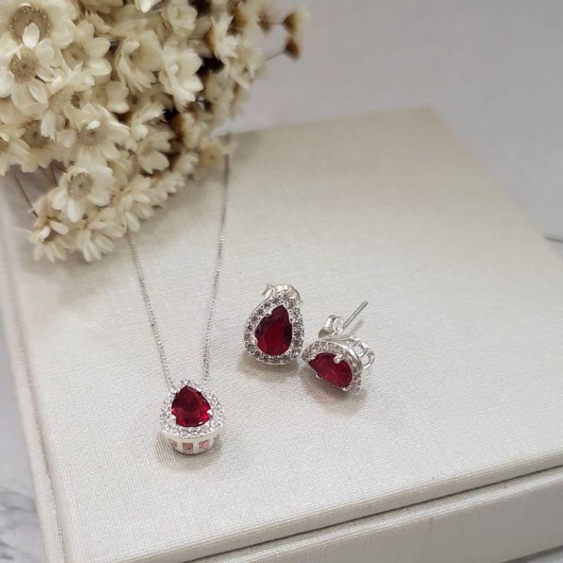 CONJUNTO GOTA COR RUBI CRAVEJADO