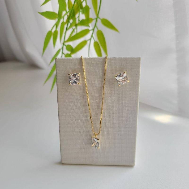 CONJUNTO VENEZIANA 45CM CARRE 8MM ZIRCONIA