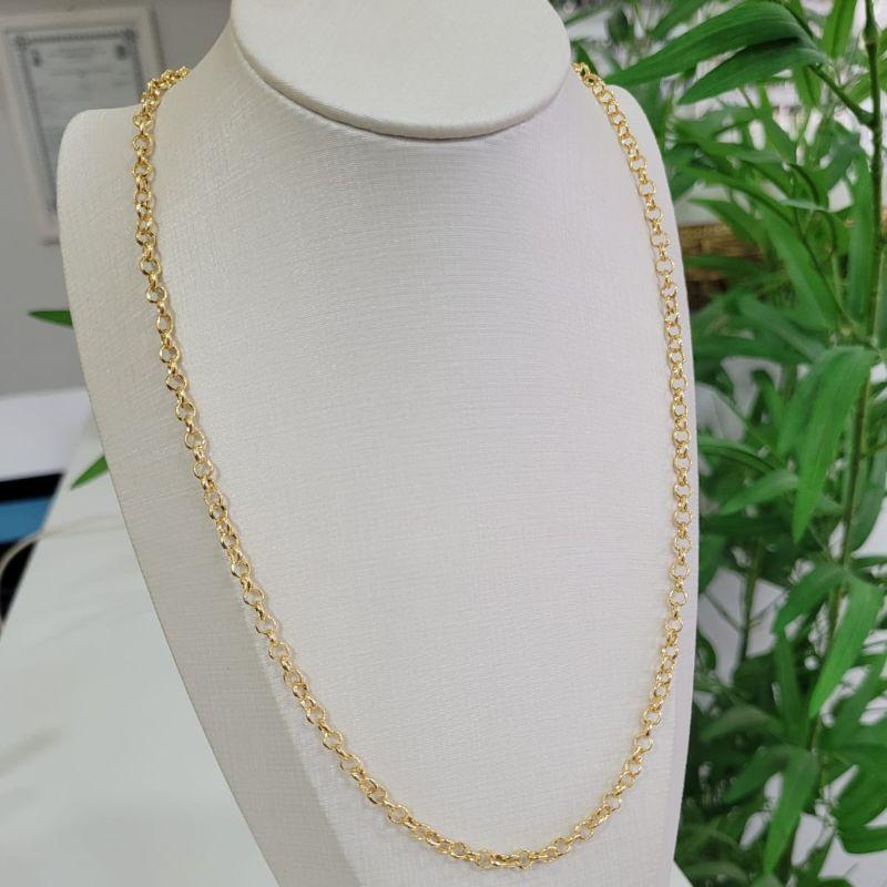 Corrente elo portugues 4mm banhado a ouro 18K