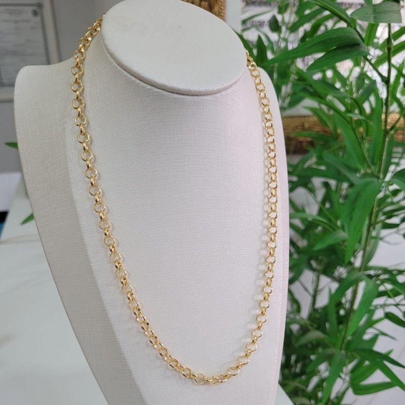 Corrente elo portugues 5mm banhado a ouro 18k