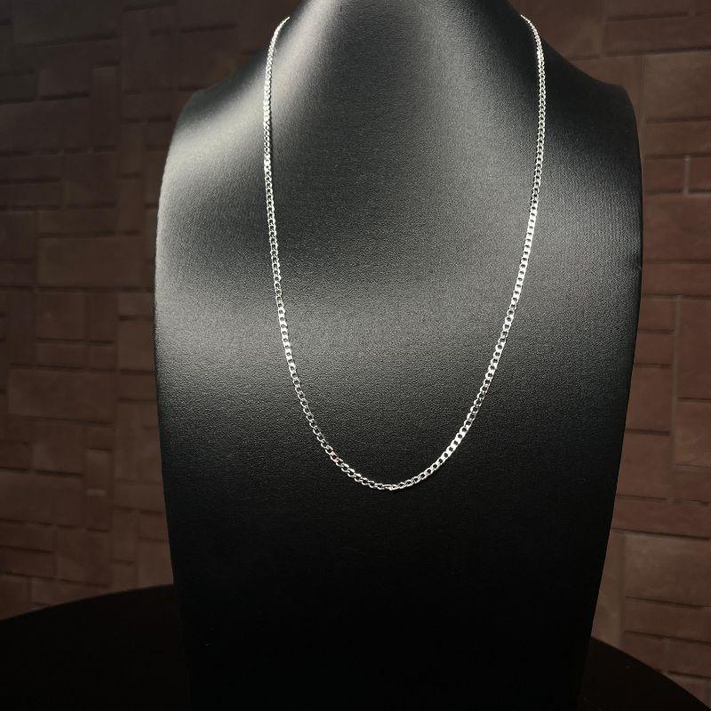 Corrente masculina elo grumet fino prata 925 TAM60CM
