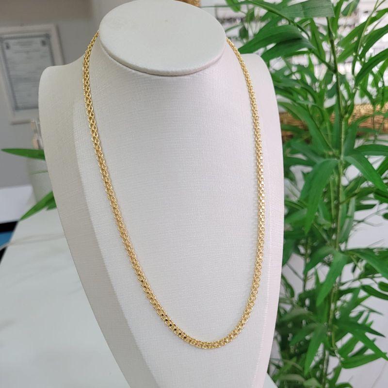 Corrente renda chinesa larga 3,6mm banhado a ouro 18k
