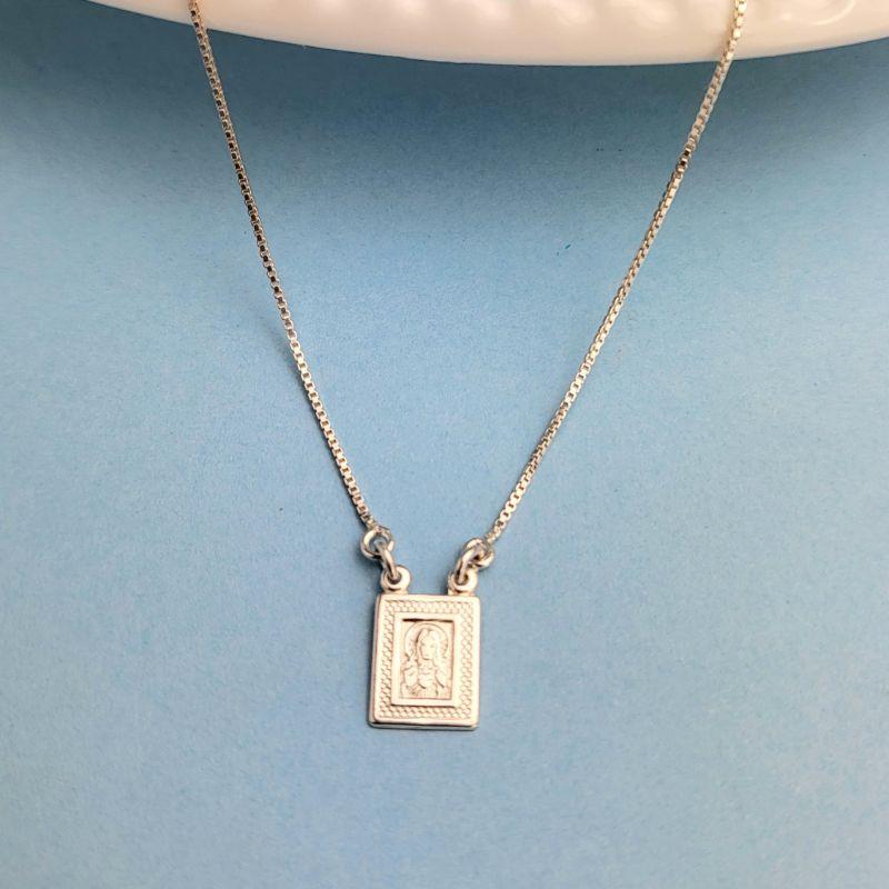 Escapulario com uma medalha sagrado coracao de jesus prata 925
