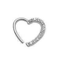 PIERCING DE PRATA 925 CORAÇÃO LISO E CRAVEJADO