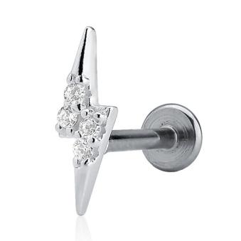 PIERCING DE PRATA 925 RAIO COM ZICÔNIA