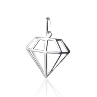 PINGENTE DE PRATA 925 ESCUDO DIAMANTE VAZADO