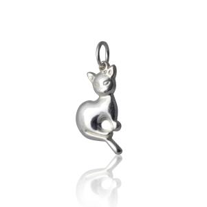 PINGENTE DE PRATA 925 GATO LISO